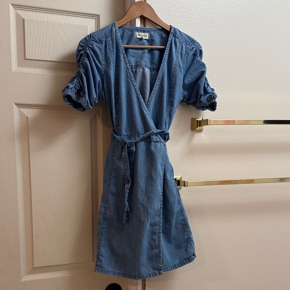 Madewell Blue Denim Wrap Mini Dress